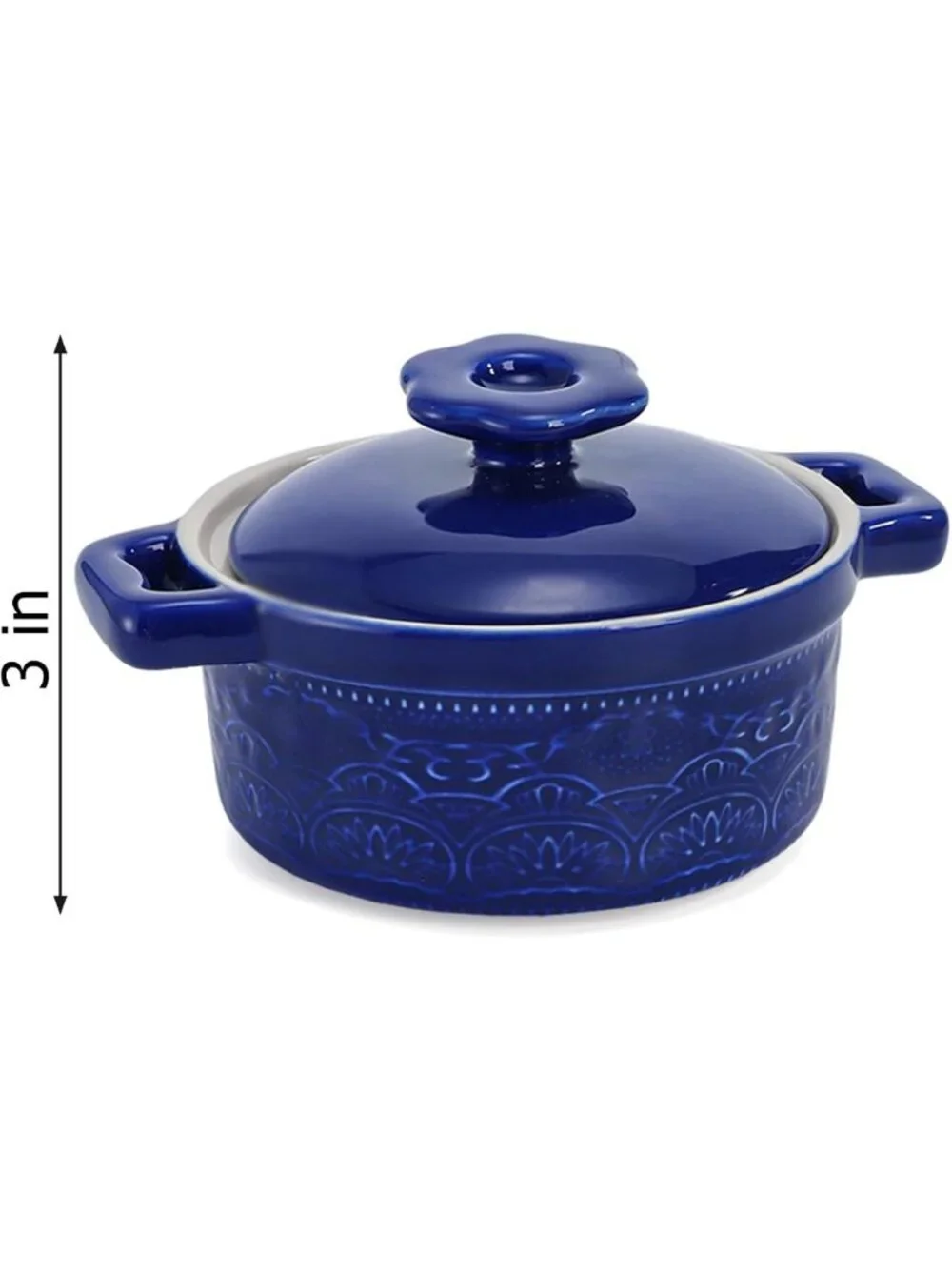Set of 6 Mini Cocotte Ramekins with Lids - Oven Safe Ceramic Casserole Dishes, 8